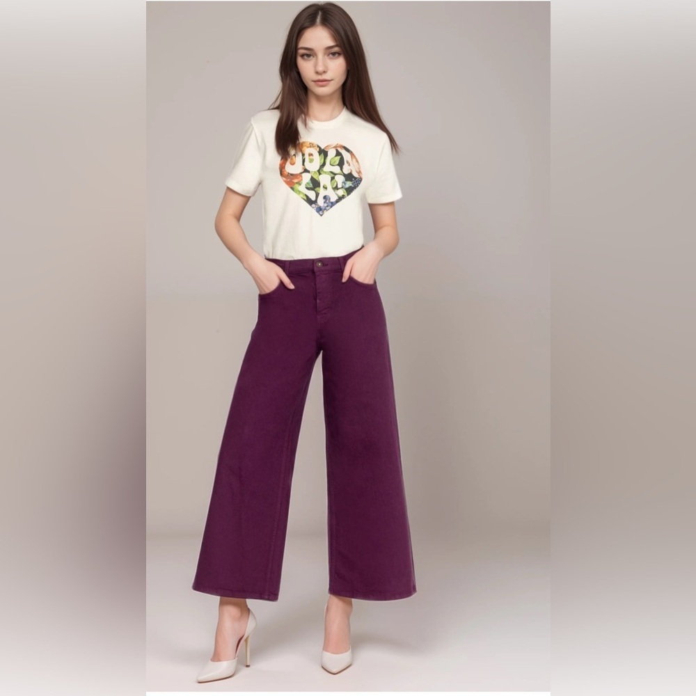Johnny Was Purple Mademoiselle Wide Leg Jean Size 28 - Picture 12 of 15